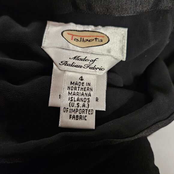 VTG Talbots Women 4 28x24 Black A-Line Midi Italian Fabric Acetate Viscose Skirt - Picture 3 of 6